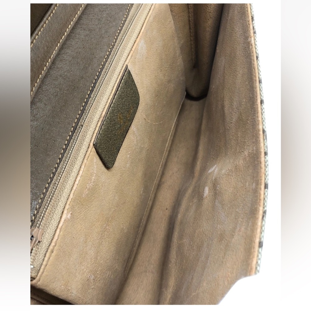 Gucci Brown Monogram Clutch with Gold Accent - Picture 4 of 11